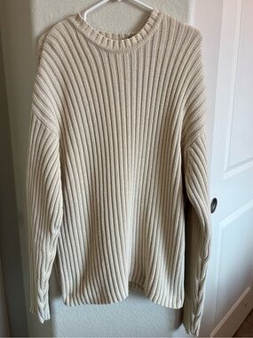 GAP Chunky Shaker Knit Ribbed Oversized Cream  Crewneck Sweater